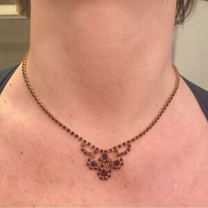 NEW 3 piece GOLD PLATED RUBY stone jewelry set